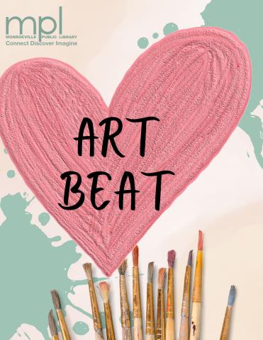 Painted heart with the words "Art Beat" and paintbrushes