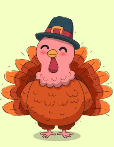 Happy turkey wearing a hat