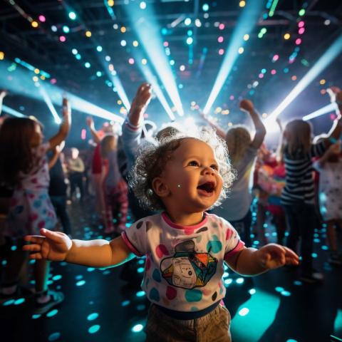 Baby at a dance party
