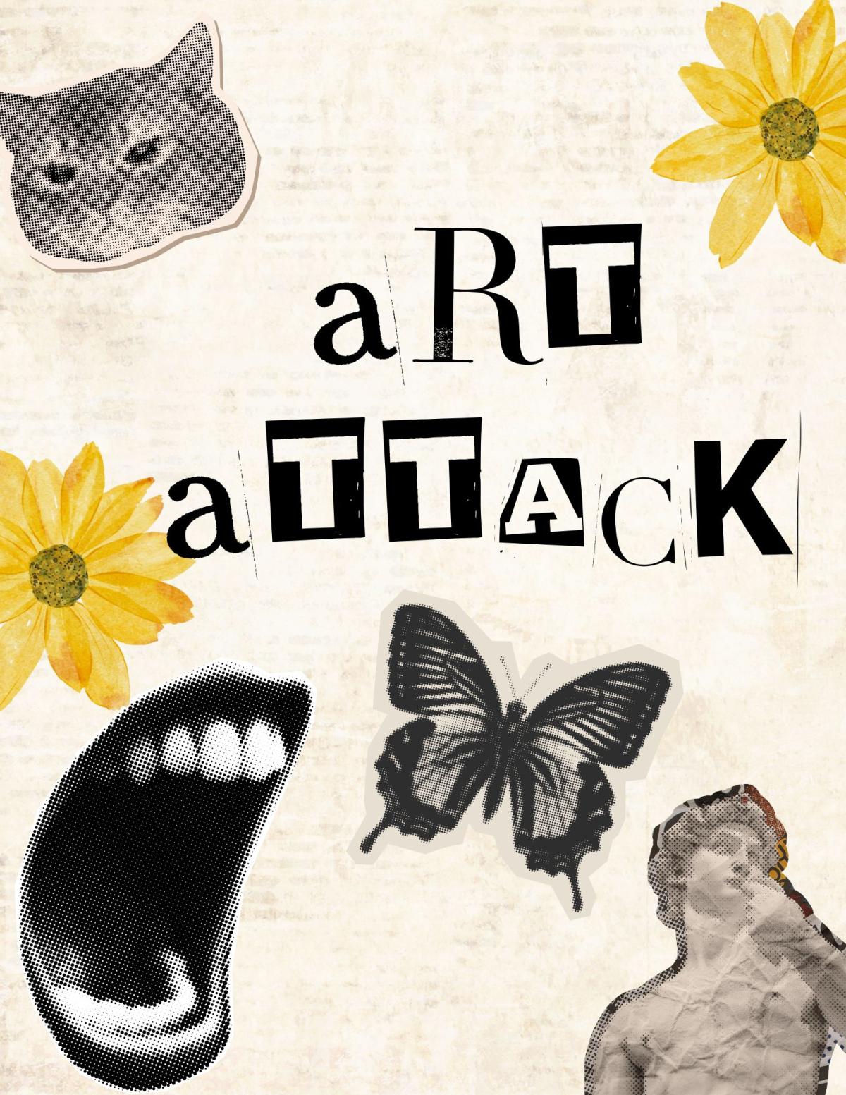 collage with the text "Art Attack"