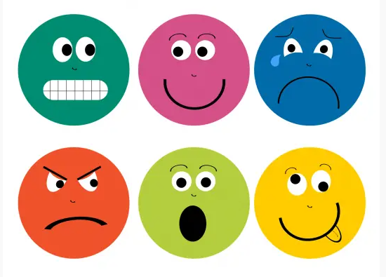Feelings represented by emoji faces