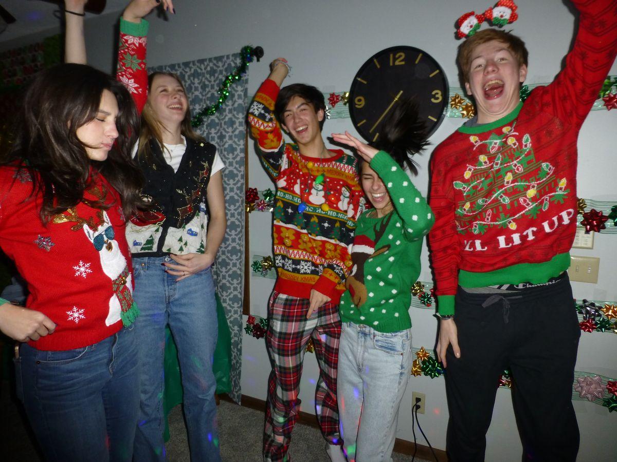 Teens at holiday party